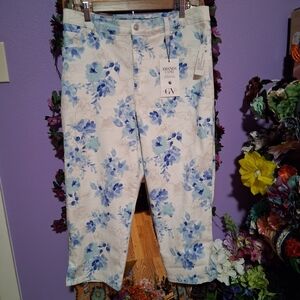 Gloria Vanderbilt Women's Blue Floral Cropped Jeans